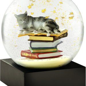 CAT ON BOOKS SNOW GLOBE by CoolSnowGlobes - Gift for Cat Book Lover Home Décor